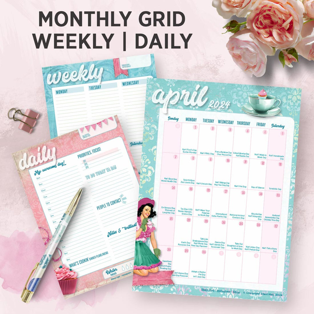 April Deluxe Planner: Retro planner + journal (17 pages)