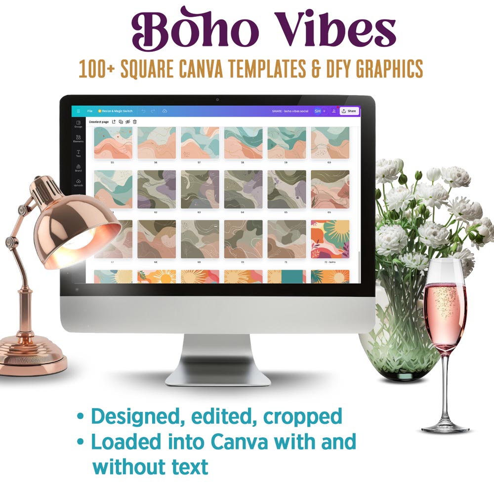 Boho vibes: 100 dynamic social Canva templates