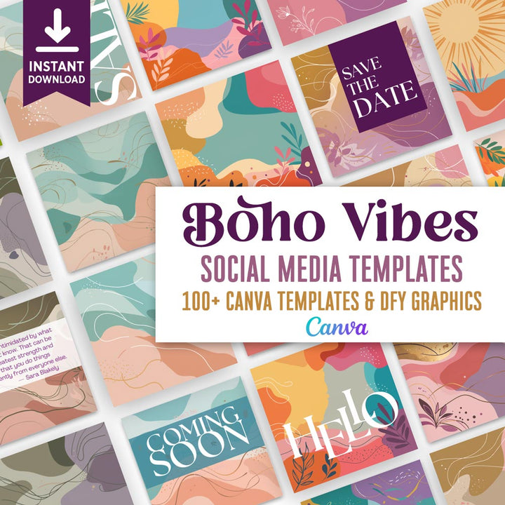 Boho vibes: 100 dynamic social Canva templates