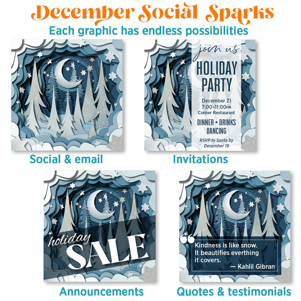 December Social Sparks: 165 social + email graphics