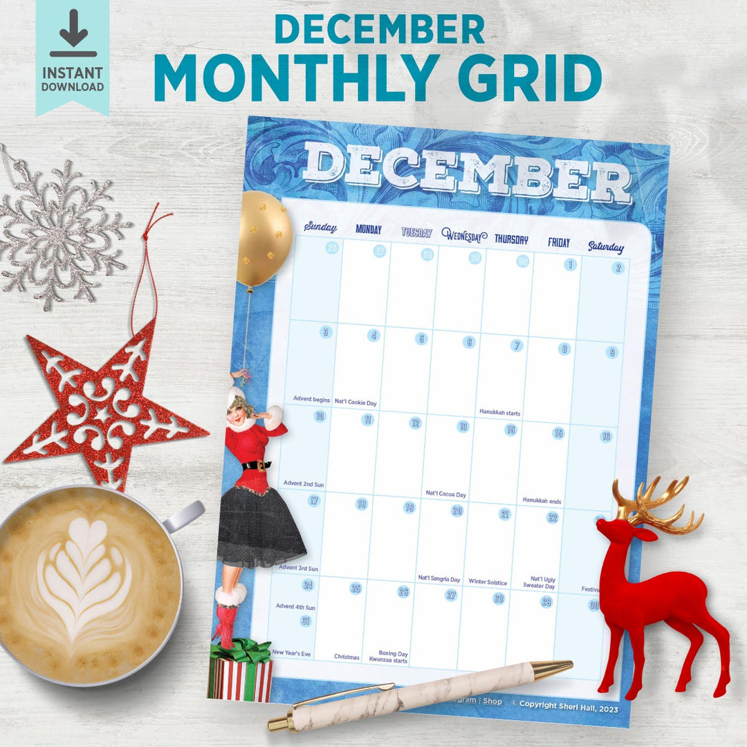 December Monthly Grid Planner