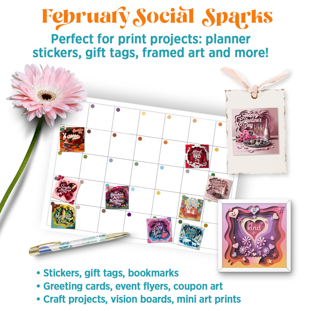 February Social Sparks: 192 social + email graphics