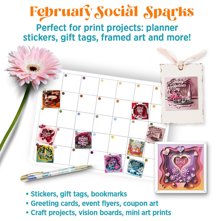 February Social Sparks: 192 social + email graphics