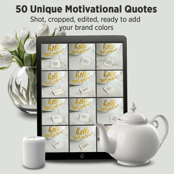 50 Motivational Insta Templates - Tea Tags in White