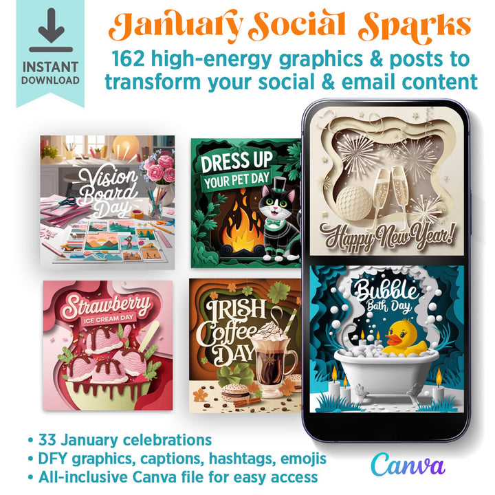 January Social Sparks: 162 social + email graphics