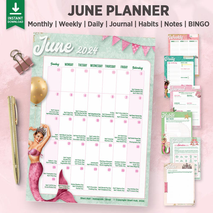 June Planner: printable + digital (8 pages)