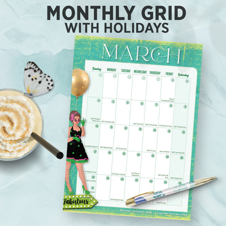 March Planner: Cute & Retro (7 pages)