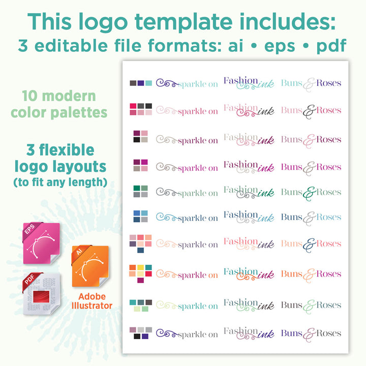 Professional Modern Logo Template for Illustrator: Sparkle On