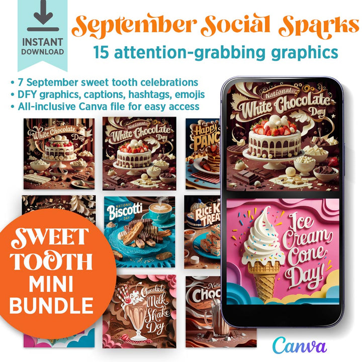 September Social Sparks sweet mini bundle: 15 socials for Canva