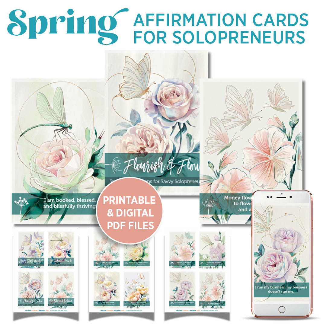 Spring Affirmation Cards for Solopreneurs - printable + digital