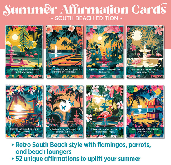 Summer Affirmation Cards - printable + digital (South Beach)