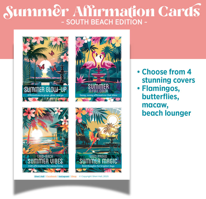 Summer Affirmation Cards - printable + digital (South Beach)