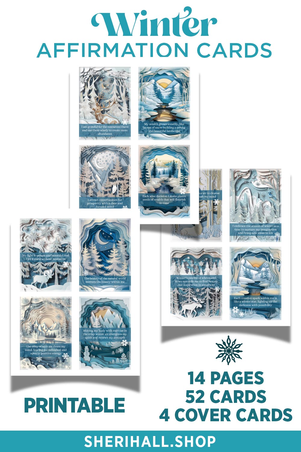 Winter Affirmation Cards - printable + digital