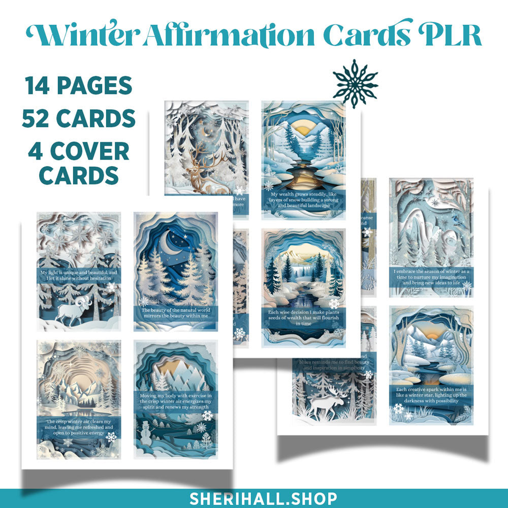 PLR Winter Affirmation Cards