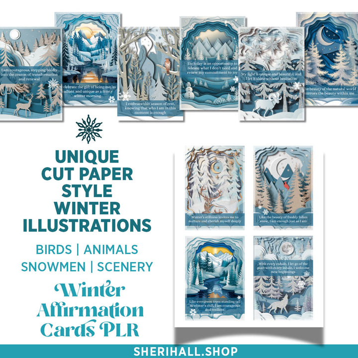 PLR Winter Affirmation Cards