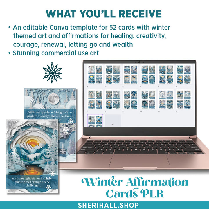 PLR Winter Affirmation Cards