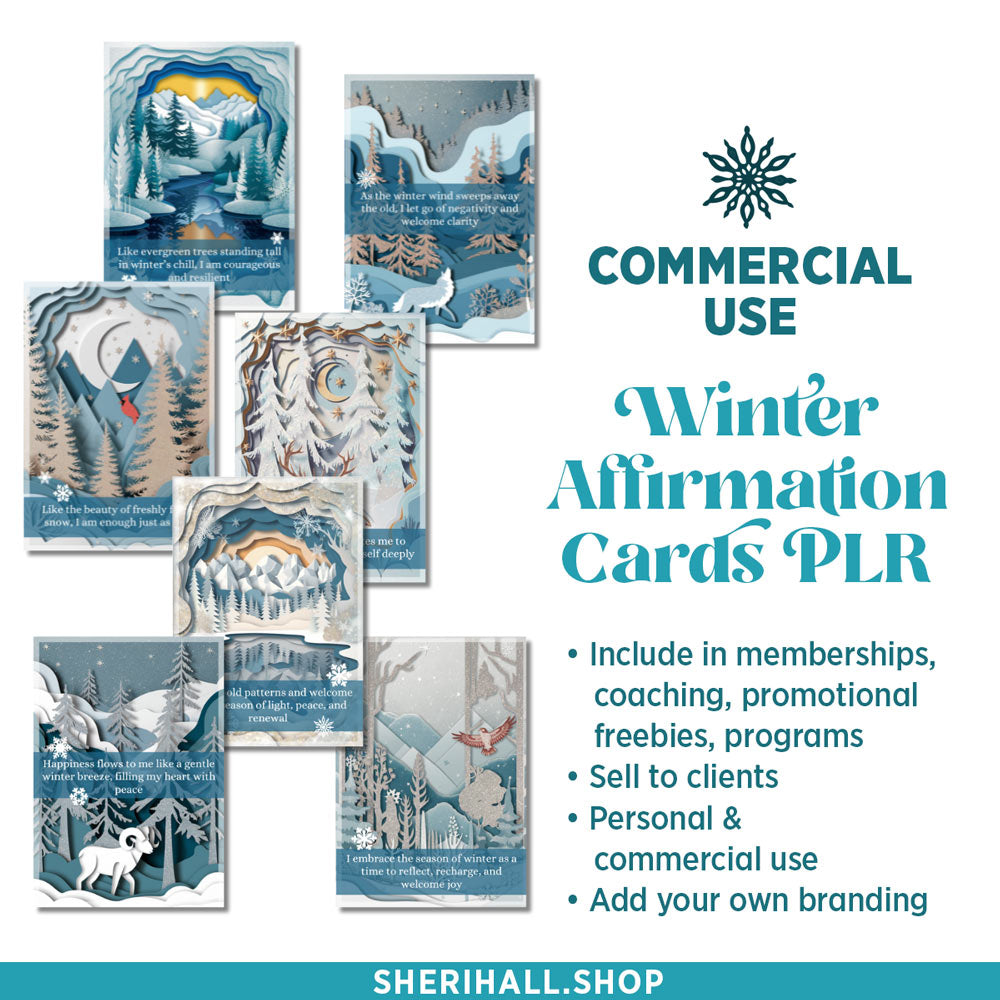 PLR Winter Affirmation Cards