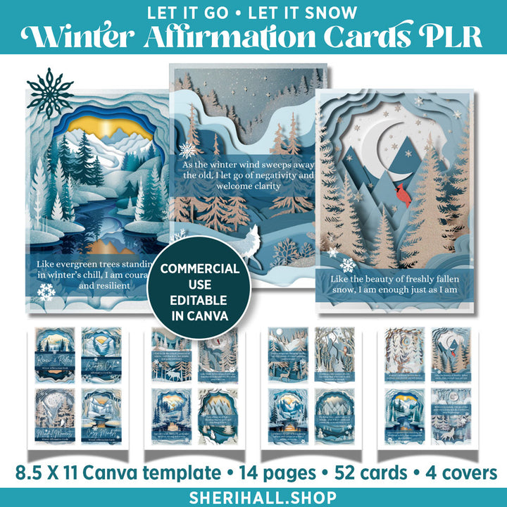 PLR Winter Affirmation Cards